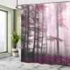 Ambesonne Forest Shower Curtain, Autumn Season Mystic Foggy Fall Nature and Enchanted Woods Wild Trees Print, Cloth Fabric Bathroom Decor Set with Hooks, 69" W x 84" L, Dark Magenta view 4