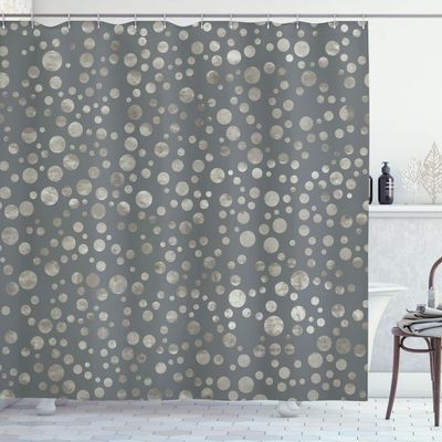 Ambesonne Polka Dots Shower Curtain, Illustration of Round Speckled Forms Irregular Layout Vintage Style, Cloth Fabric Bathroom Decor Set with Hooks, 69" W x 75" L, Taupe Grey