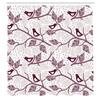 Ambesonne Branches Shower Curtain, Birds on The Branch Pastel Leaves Dotted Background Nature Art Print, Cloth Fabric Bathroom Decor Set with Hooks, 69" W x 84" L, Maroon White view 2