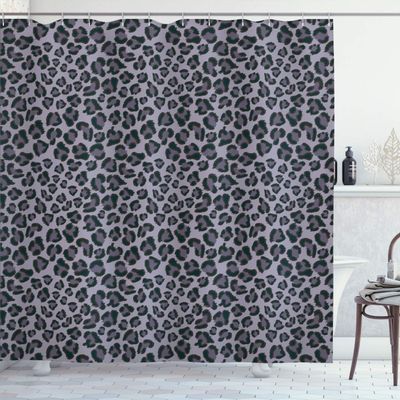 Ambesonne Animal Print Shower Curtain, Leopard Skin Wildlife Safari Design Creative Contemporary Art, Cloth Fabric Bathroom Decor Set with Hooks, 69" W x 84" L, Purpleblue