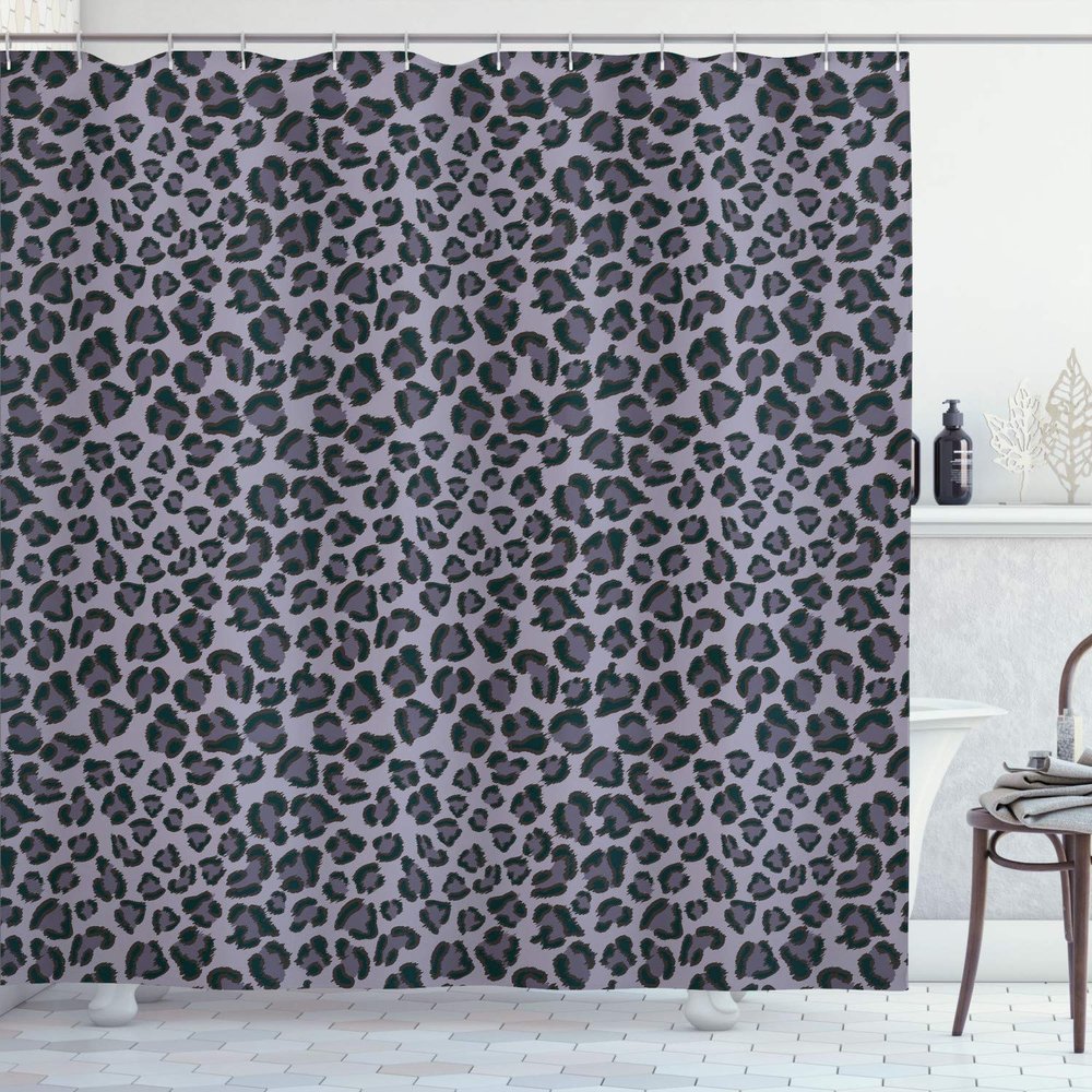Ambesonne Animal Print Shower Curtain, Leopard Skin Wildlife Safari Design Creative Contemporary Art, Cloth Fabric Bathroom Decor Set with Hooks, 69" W x 84" L, Purpleblue