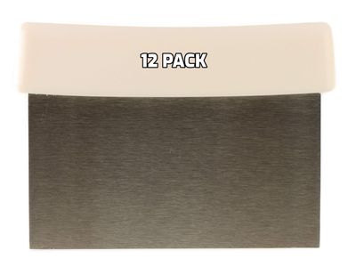 [12 PACK] Stainless Steel Dough Scraper with Plastic Handle - Dough Chopper, Heavy Duty Multi Purpose - Perfect for Nuts, Herbs, Pastry, Pizza Dough, Baking and More!
