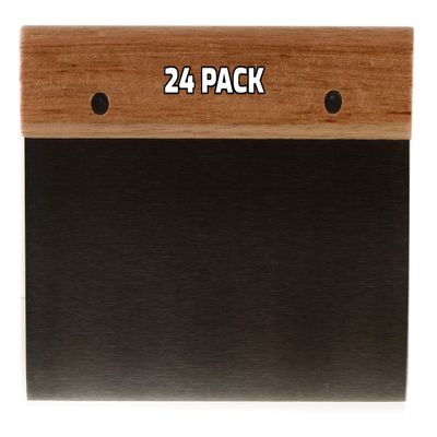 [24 PACK] Stainless Steel Dough Scraper with Wooden Handle - Dough Chopper, Heavy Duty Multi Purpose - Perfect for Nuts, Herbs, Pastry, Pizza Dough, Baking and More!