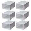 Cabilock 6pcs Transparent Shoe Storage Box Stackable Plastic Organizer for Home Footwear and Easy to Use for Closet and Bedroom Organization White view 1