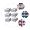 Cabilock 6pcs Transparent Shoe Storage Box Stackable Plastic Organizer for Home Footwear and Easy to Use for Closet and Bedroom Organization White view 4