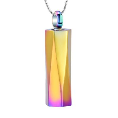 BAOWIQI Stainless Steel Square Cylinder Urn Pendant Necklace for Memorial Human Being Cremation Ashes Urn Necklace Ashes Keepsake