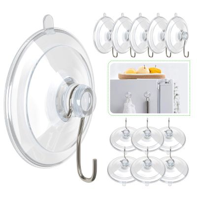Hangerspace Suction Cup Hooks, 1.77 Inches Clear PVC Suction Cups with Metal Hooks Removable Small Suction Cups for Shower Bathroom Kitchen Wall Window Glass Door 12 Pack