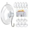 Hangerspace Suction Cup Hooks, 1.77 Inches Clear PVC Suction Cups with Metal Hooks Removable Small Suction Cups for Shower Bathroom Kitchen Wall Window Glass Door 12 Pack view 1
