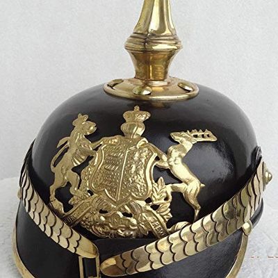 Leather German Prussian Pickelhaube Helmet WWI Wearable Helmet-ZA10