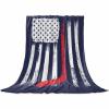 Edwiinsa American Flag with Red Hockey Stick Throw Blankets 50'' x 60'', Blue Backdrop Pattern - Lightweight Super Soft Microfiber Blankets All Seasons for Couch/Sofa/Gift view 1