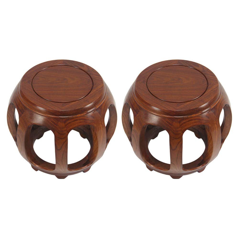 2PCS bar Stool, Hedgehog red Sandalwood Drum Stool, Antique Chinese Drum pier, Embroidered pier, Guzheng Stool, Solid Wood Coffee Table Stool in Living Room, Household Dining Table and Stool/A
