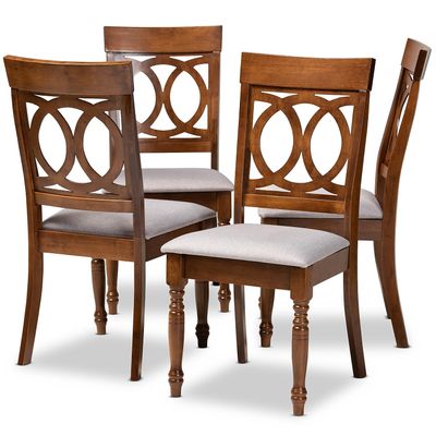Baxton Studio Lucie Modern Fabric Dining Chair, Grey and Walnut, 4/Set