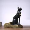 Abstract Figurine Sculptures Resin Egyptian Cat Wine Bottle Holder Figurines Simple Animals Wine Rack Home Decoration Accessories Gift-Black view 1