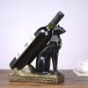 Abstract Figurine Sculptures Resin Egyptian Cat Wine Bottle Holder Figurines Simple Animals Wine Rack Home Decoration Accessories Gift-Black view 2