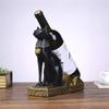 Abstract Figurine Sculptures Resin Egyptian Cat Wine Bottle Holder Figurines Simple Animals Wine Rack Home Decoration Accessories Gift-Black view 3