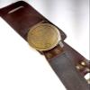2 pic Steampunk Wrist Brass Compass & Sundial-Watch with Leather Strap Sundial view 4