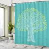 Ambesonne Tree of Life Shower Curtain, Doodle Tree Illustration Oriental Harmonious Design Mother Nature, Cloth Fabric Bathroom Decor Set with Hooks, 69" W x 70" L, Blue and Yellow Green view 4
