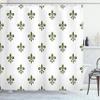 Ambesonne Fleur De Lis Shower Curtain, Royal Petal Floral Lily in Simple Old Style Ornate Antiquity Abstract, Cloth Fabric Bathroom Decor Set with Hooks, 69" W x 75" L, Olive Green view 1