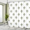 Ambesonne Fleur De Lis Shower Curtain, Royal Petal Floral Lily in Simple Old Style Ornate Antiquity Abstract, Cloth Fabric Bathroom Decor Set with Hooks, 69" W x 75" L, Olive Green view 4