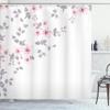 Ambesonne Asian Shower Curtain, Japanese Sakura Cherry Tree Branches Fresh Serene Spring Nature, Cloth Fabric Bathroom Decor Set with Hooks, 69" W x 84" L, Peach White view 1