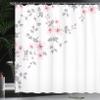 Ambesonne Asian Shower Curtain, Japanese Sakura Cherry Tree Branches Fresh Serene Spring Nature, Cloth Fabric Bathroom Decor Set with Hooks, 69" W x 84" L, Peach White view 3