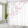 Ambesonne Asian Shower Curtain, Japanese Sakura Cherry Tree Branches Fresh Serene Spring Nature, Cloth Fabric Bathroom Decor Set with Hooks, 69" W x 84" L, Peach White view 4