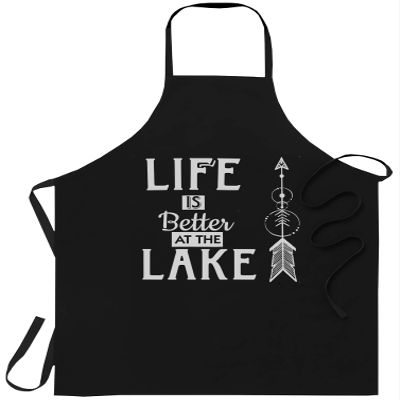 Funny Gag Sarcastic Apron Life is Better at The Lake Kitchen Home Poster Funny Lake Vacation Trip Travel Funny Chef Cook Aprons Home Decor