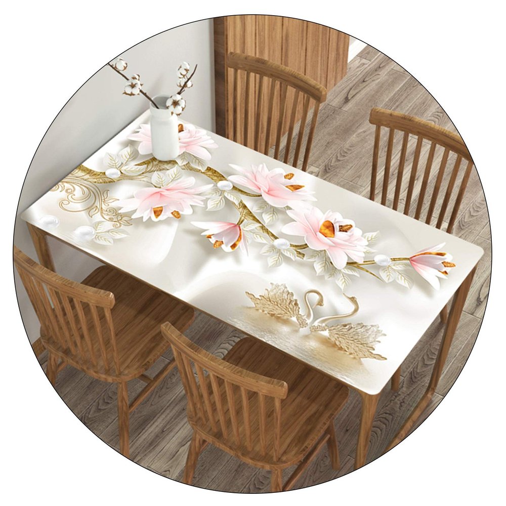3D Table Cloth Waterproof Oil-Proof Anti-scalding Table Pads Printing Soft Plastic Glass Restaurant Tabletop Covers Home PVC Table Mat, Customizable ALGFree (Color : B, Size : 90x160cm)