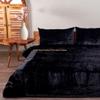 The Harry Creations 3 Pcs Set Solid Pattern Velvet Bedding Ultra Donna Crushed Luxury Boho Duvet Cover (Black, Full 80" x 90") view 2