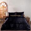 The Harry Creations 3 Pcs Set Solid Pattern Velvet Bedding Ultra Donna Crushed Luxury Boho Duvet Cover (Black, Full 80" x 90") view 4