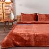 The Harry Creations 3 Pcs Set Solid Pattern Velvet Bedding Ultra Crushed Luxury Boho Donna Duvet Cover (Rust,Full 80 inchx90 inch ) view 2