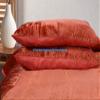 The Harry Creations 3 Pcs Set Solid Pattern Velvet Bedding Ultra Crushed Luxury Boho Donna Duvet Cover (Rust,Full 80 inchx90 inch ) view 3