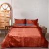 The Harry Creations 3 Pcs Set Solid Pattern Velvet Bedding Ultra Crushed Luxury Boho Donna Duvet Cover (Rust,Full 80 inchx90 inch ) view 4