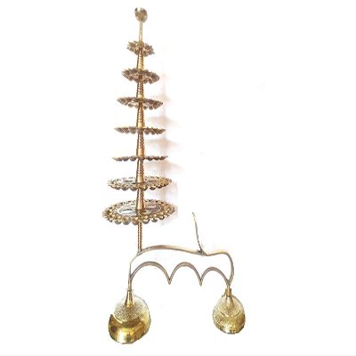 XUETZALCOATL Aarti Diya Brass Hand Held 8 Tier Pooja 108 Diyas Lamp for Arati with Weight 6kg 175g