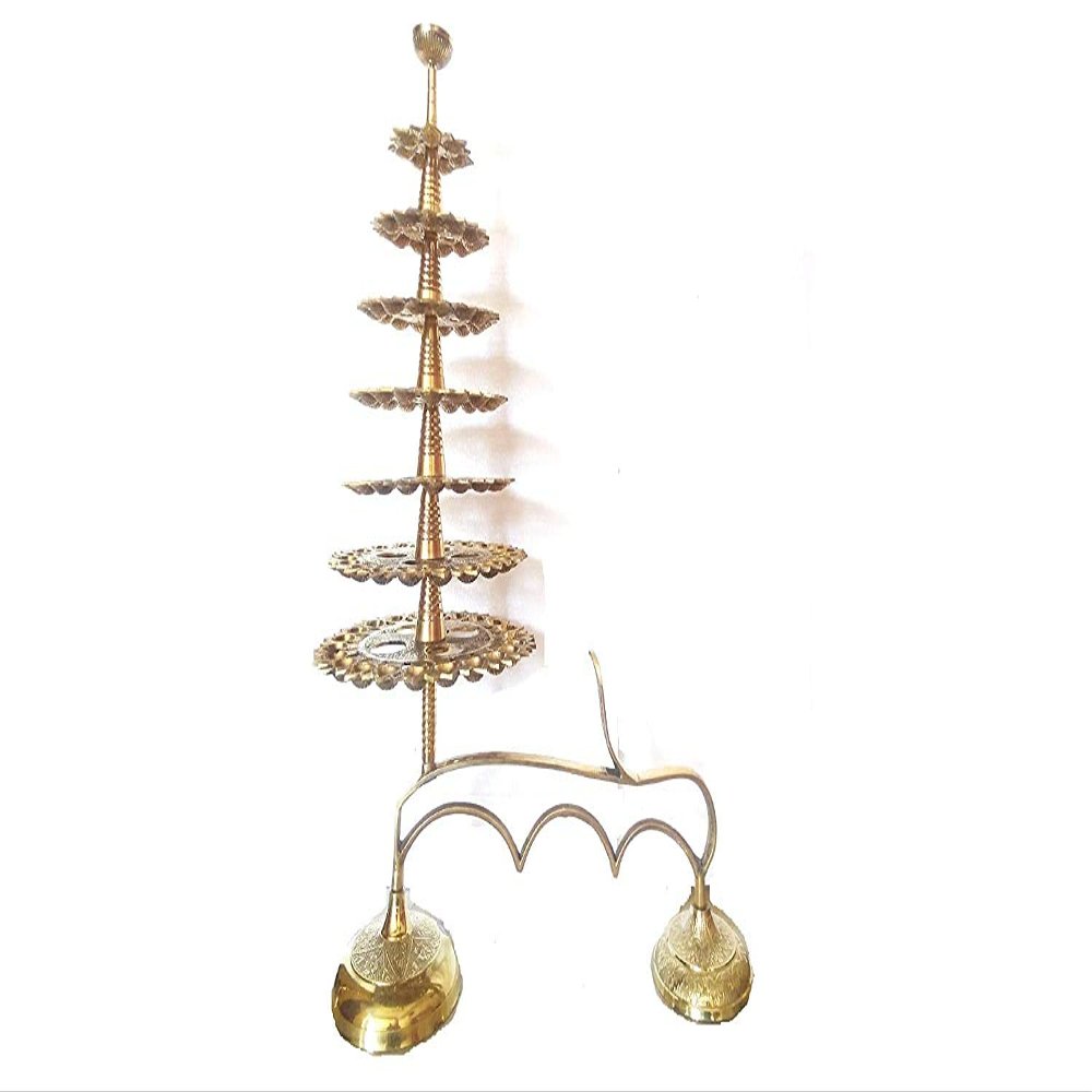 XUETZALCOATL Aarti Diya Brass Hand Held 8 Tier Pooja 108 Diyas Lamp for Arati with Weight 6kg 175g
