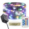 RUICHEN Dimmable Fairy String Lights Plug in 33 Ft 100 LED Silver Wire Firefly Lights with Remote, Multicolor view 1