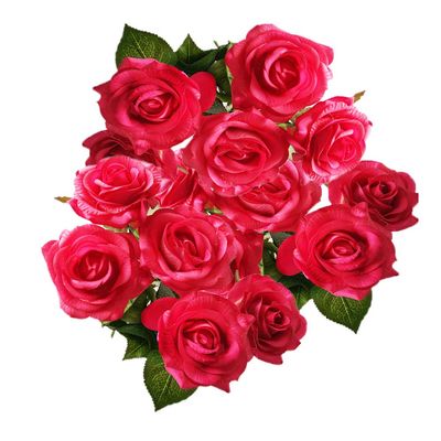 12pcs Artificial Silk Flowers Fake Rose Bouquet Wedding Party Home Decor (Rose)