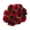 12pcs Artificial Silk Flowers Fake Rose Bouquet Wedding Party Home Decor (Burgundy) view 1