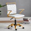 CAROCC Gold Office Chair White Computer Task Chair with Wheels and Arms Swivel Adjustable Height Cute Vanity Desk Chairs (White) view 1