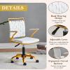 CAROCC Gold Office Chair White Computer Task Chair with Wheels and Arms Swivel Adjustable Height Cute Vanity Desk Chairs (White) view 3
