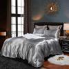 Rico Bedding Silk Satin 3 Pcs Duvet Cover Set Modish Looking , Solid Colored 1 Duvet Cover , 2 Pillowcases | Silver Grey| King/Cal-King view 1