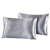 Rico Bedding Silk Satin 3 Pcs Duvet Cover Set Modish Looking , Solid Colored 1 Duvet Cover , 2 Pillowcases | Silver Grey| King/Cal-King view 4
