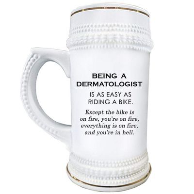 Art by Chelsydale Gifts for Dermatologist Beer Stein Mug 22oz White Ceramic Drinkware - Dermatology Specialist Derma Clinic Cosmetic Skin Doctor Funny Cute Gag Idea - Easy as Riding