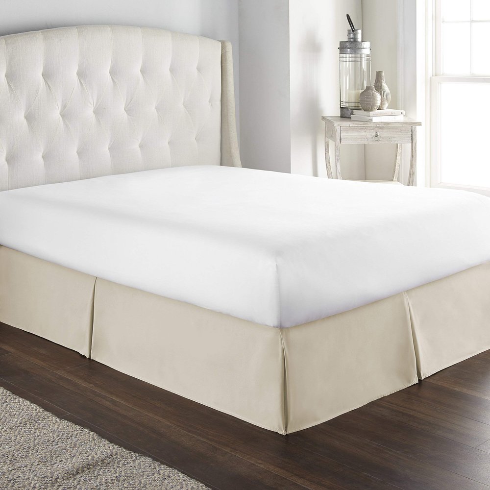 Hotel Luxury 800 Thread Count 100% Cotton Luxurious Box Pleated Bed Skirt with 14 Inch Drop Length (Full,Ivory)
