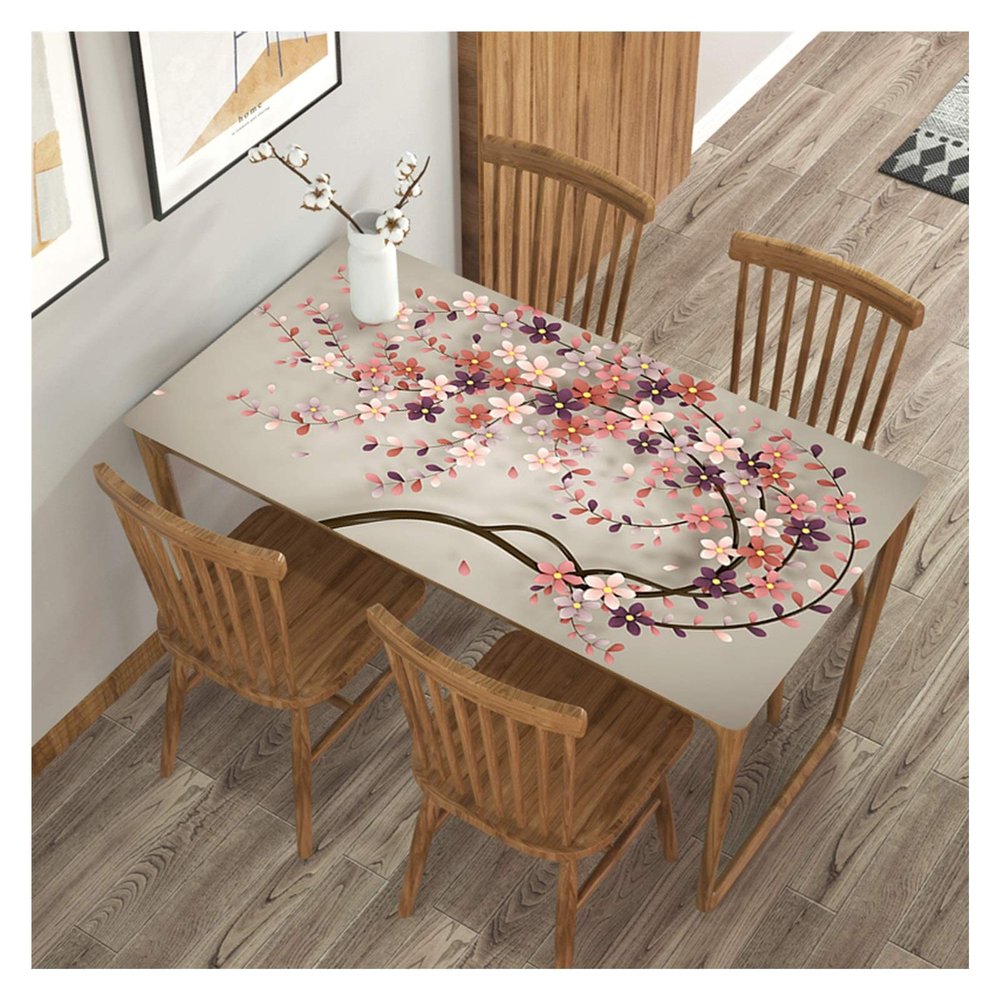 3D PVC Table Mat Waterproof Oil-Proof Anti-scalding No Wash Table Cloth Printing Soft Plastic Glass Restaurant Home Coffee Table Mat ALGFree (Color : A, Size : 90x160cm)