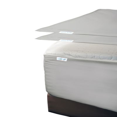 Zip On Fitted Sheet - Includes 1 Fitted Base + 2 Zip Sheet - Easy to Change, Wont Pop Off Queen Sheet - Soft 600 TC Cotton Fitted Sheet- 16 Deep Pocket Queen Size- Light Grey