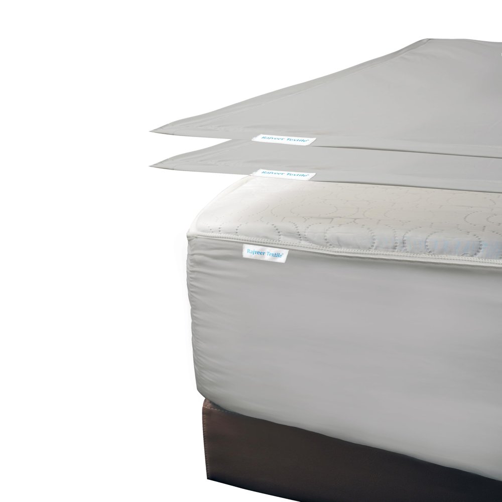 Zip On Fitted Sheet - Includes 1 Fitted Base + 2 Zip Sheet - Easy to Change, Wont Pop Off Queen Sheet - Soft 600 TC Cotton Fitted Sheet- 16 Deep Pocket Queen Size- Light Grey