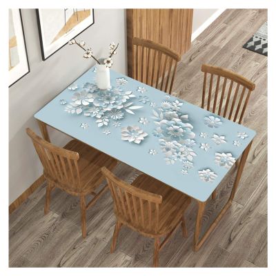 3D PVC Table Mat Waterproof Oil-Proof Anti-scalding No Wash Table Cloth Printing Soft Plastic Glass Restaurant Home Coffee Table Mat ALGFree (Color : C, Size : 100x100cm)