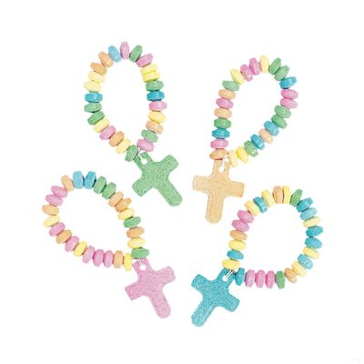 12 Piece(s) Stretchable Hard Candy Cross Bracelets