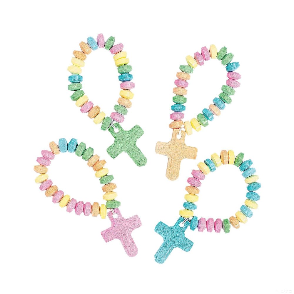 12 Piece(s) Stretchable Hard Candy Cross Bracelets